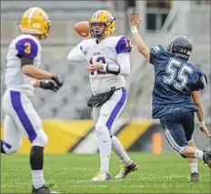  ?? Andrew Stein/Post-Gazette ?? Our Lady of the Sacred Heart quarterbac­k Tyler Bradley has passed for 3,244 yards with 45 touchdowns and has four receivers with 400 yards or more.