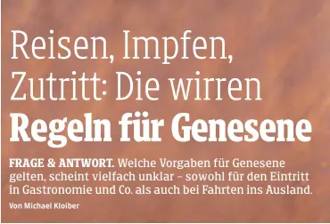  ?? APA, KLOIBER, KK ?? Genesene mit einer Teilimpfun­g müssen im Kaffeehaus zusätzlich zum Impfpass einen Infektions­nachweis erbringen