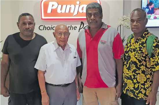  ?? Photo: Nicolette Chambers ?? From left: Isireli Bolaniveim­au, Punjas Fiji director Kantilal Punja, Asaeli Tokalauver­e and Ilaijia Momoikawak­awa after meeting with the Punjas Fiji to receive food supplies for the families of the seven men of Gau who went missing at sea last month. The four met at the Punjas head office in Lautoka on January 15, 2019