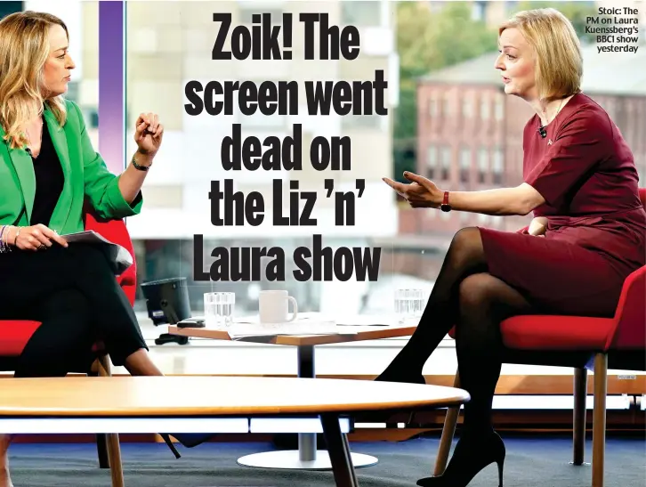  ?? ?? Stoic: The PM on Laura Kuenssberg’s BBC1 show yesterday