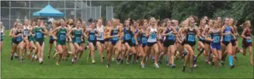  ?? PETE BANNAN — DIGITAL FIRST MEDIA ?? Runners start the Ches-Mont girls race (above) and boys race (below) Monday morning at Unionville.