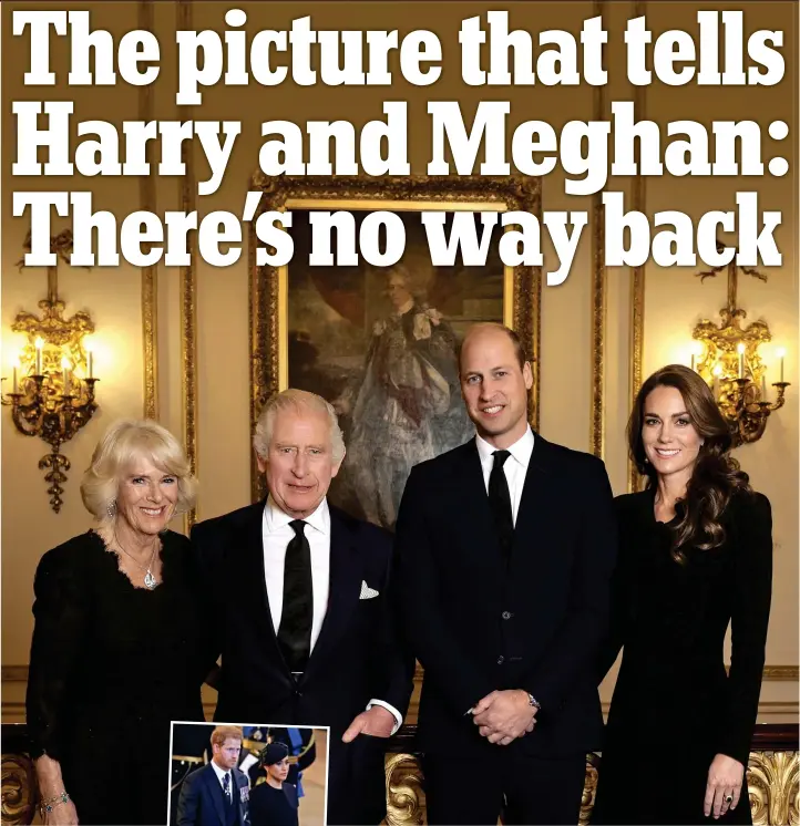  ?? ?? smiles for the official photograph with the Queen Consort, and the Prince and Princess of Wales