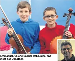  ??  ?? Emmanuel, 13, and Gabriel Webb, nine, and inset dad Jonathan