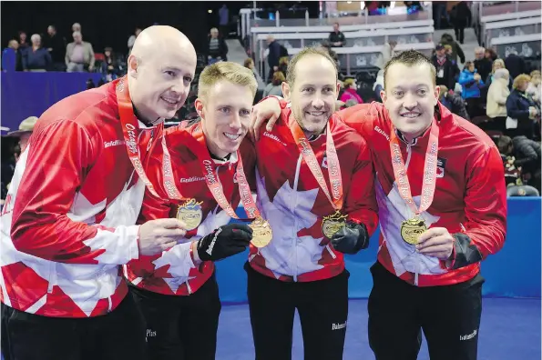  ?? ADRIAN WYLD/THE CANADIAN PRESS ?? Regina’s Ben Hebert, right, will be returning to the Winter Games in 2018, two decades after Sandra Schmirler inspired his Olympic dreams.