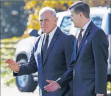  ?? PRESS FILE PHOTO] [THE ASSOCIATED ?? White House chief of staff John Kelly, left, had come to rely on White House staff secretary Rob Porter. Kelly’s defense of Porter on Wednesday raised eyebrows.