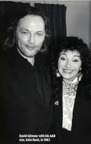  ??  ?? DAVID GILMOUR WITH HIS A&amp;R STAR, KATE BUSH, IN 1987.