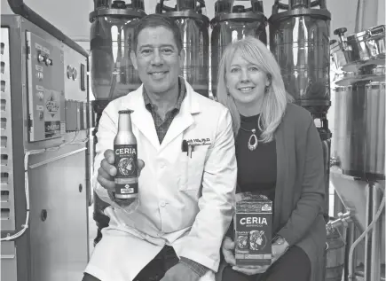  ?? MICHAEL ALLEN FOR CERIA BREWING CO. ?? Keith and Jodi Villa are launching Grainwave Belgian-Style White Ale, a nonalcohol­ic beer infused with THC.