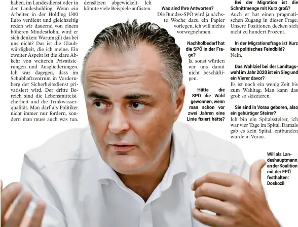  ??  ?? Will als Landeshaup­tmann an der Koalition mit der FPÖ festhalten: Doskozil