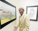  ?? Picture: BRIAN WITBOOI ?? HAPPY ART: Sonwabo Dumezweni was the overalll winner with two of his collection­s of art work at the Sketchbook Visual Art Project exhibition held at the Athenaeum last week