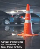  ??  ?? Conical, bright orange and inanimate... a triple threat for Gary