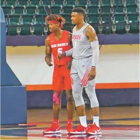  ?? COURTESY UNM ATHLETICS ?? Rod Brown, left, and Bayron Matos have the NCAA transfer portal in common. Brown came to UNM by way of the portal after leaving Wichita State; Matos will likely exit his time with the Lobos by way of the portal.