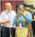  ?? Picture: SUPPLIED ?? INTERNATIO­NAL TIES: MEC for Sports, Recreation, Arts and Culture Dr Pemmy Majodina exchanges gifts with Prof Dr WolfRüdige­r Umbach who was the head of the German delegation. Umbach also happens to be the president of the LandeSport­Bund