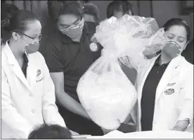  ?? MICHAEL VARCAS ?? Chemicals used for making shabu are inspected by chemists in Cavite yesterday. A total of P914 billion worth of dangerous drugs, controlled precursors and chemicals have been destroyed in the past six months.