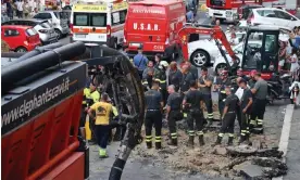  ?? Photograph: Grzegorz Gałązka/Sipa/Rex/Shuttersto­ck ?? Emergency services were alerted after receiving a call from one of four alleged gang members who had escaped from the tunnel.