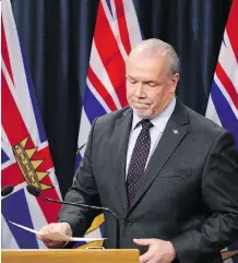  ?? CHAD HIPOLITO/THE CANADIAN PRESS ?? Ottawa’s attacks on B.C. Premier John Horgan have stepped up as support for the Kinder Morgan pipeline grows in that province and there could be more on the way.