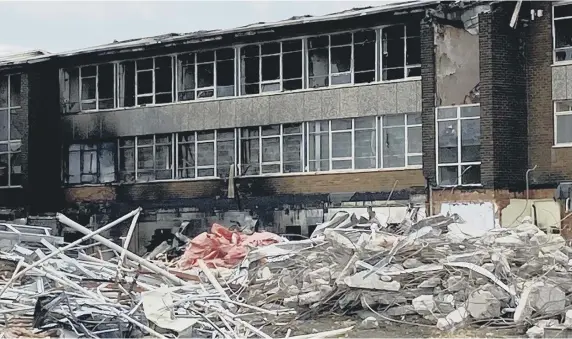  ??  ?? The aftermath of a fire at the old Hylton Campus building of Sunderland College.