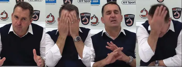  ??  ?? Who’d be a manager? The Verdict columnist Martin Allen goes through the full range of emotions after Chesterfie­ld lost heavily against Gateshead on Saturday