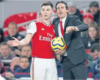  ??  ?? The relationsh­ip between Kieran Tierney and Unai Emery was short and not-so-sweet