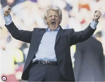  ??  ?? 1 Flanked by Stewart Regan and Campbell Ogilvie, Gordon Strachan is unveiled in 2013. 2 He’s overcome with joy as a Leigh Griffiths free-kick puts Scotland in front against England. 3 Ultimately, Strachan’s tenure will be remembered for two failed...