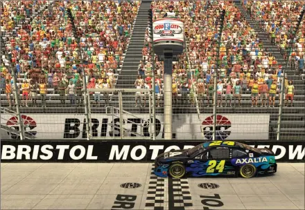  ?? [NASCAR GETTY IMAGES/CHRIS GRAYTHEN] ?? William Byron nabs the win at Virtual Bristol Motor Speedway last Sunday. NASCAR iracing is the new racing reality.