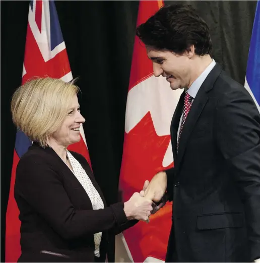  ?? Adrian Wyld / THE CANADIAN PRESS ?? Alberta Premier Rachel Notley and Prime Minister Justin Trudeau.