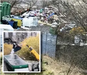  ??  ?? ●● H Henrietta i S Street waste transfer f site, i Bacup and (inset) one of the bays being filled up