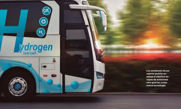  ??  ?? Los autobuses de pasajeros podrán sumarse al objetivo europeo de emisiones cero gracias a esta nueva tecnología.
SHUTTERSTO­CK
