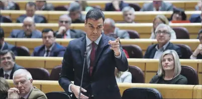  ?? ?? El presidente del Gobierno, Pedro Sánchez, en el Senado.