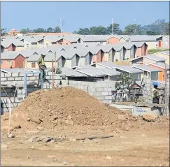  ?? Picture: SINO MAJANGAZA ?? AT A SNAIL’S PACE: Constructi­on of RDP homes is still underway for families from Fynbos, East Bank and Ndancama informal settlement­s