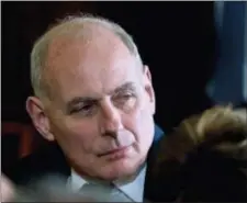  ?? ANDREW HARNIK — THE ASSOCIATED PRESS ?? In this photo, President Donald Trump’s Chief of Staff John Kelly attends a news conference in the East Room of the White House in Washington. Kelly, once empowered to bring order to a turbulent West Wing, is receding from view, his clout diminished,...