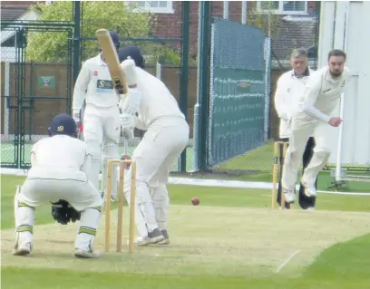  ??  ?? ●●Andy Wylie bowling for Marple at Alderley Edge last Saturday