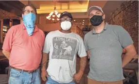  ?? PHOTOS BY ARIEL COBBERT/THE COMMERCIAL APPEAL ?? Cullen Kent, left, Chef Jerome Ladd and Tony Westmorela­nd at Ben-yay's Gumbo Shop on South Main Street in Memphis on Aug. 28.