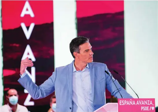  ?? EFE ?? El secretario general del PSOE y presidente del Gobierno, Pedro Sánchez, en un acto el sábado