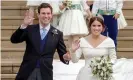  ?? Photograph: Reuters ?? Princess Eugenie and Jack Brooksbank leaving St George’s Chapel in Windsor Castle following their wedding, in October 2018.