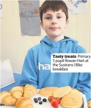  ??  ?? Tasty treats Primary 5 pupil Rowan Hart at the Sustrans I Bike breakfast