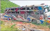  ?? ANI ?? The bus was carrying 77 people when the accident took place near Kalinga Ghat in Ganjam on Wednesday.