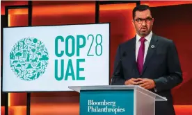  ?? Photograph: Zak Bennett/AFP/Getty Images ?? The Cop28 president, Sultan Al Jaber, at an event in New York this week.