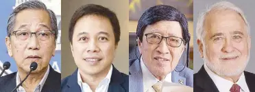  ??  ?? Donald G. Dee, leader of PCCI and ECOP Dominic Sytin, United Auctioneer­s founder George S.K. Ty’s official portrait from the Metrobank Foundation Jon Ramon Aboitiz, leader of the Aboitiz Group