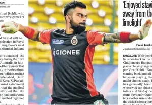  ?? PTI ?? RCB skipper Virat Kohli has recovered from the shoulder injury as this attempt to throw during practice shows.