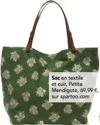  ??  ?? Sac en textile et cuir, Petite Mendigote, 69,99 €, sur spartoo.com