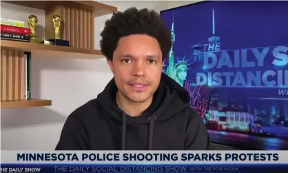  ?? Photograph: YouTube ?? Trevor Noah on the police shooting of Daunte Wright in Minneapoli­s: ‘A man was killed at a traffic stop because the police officer mixed up their gun and their Taser? Is that even supposed to be a legitimate excuse?’