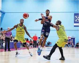  ?? Picture: Will Cooper/JMP ?? Bristol Flyers’ Trejon Jacob passes the ball against Sheffield