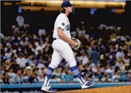  ?? Gina Ferazzi Los Angeles Times ?? THE DODGERS’ Ryan Pepiot collects his thoughts after giving up a home run to the Twins’ Gary Sanchez in the fifth inning. Pepiot gave up two home runs total.