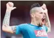  ?? — AFP ?? Napoli’s Marek Hamsik celebrates after scoring a goal.