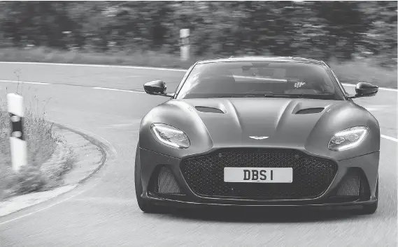  ??  ?? Aston Martin calls its Superlegge­ra a “brute in a suit.” At 715 horsepower, 664 pound-feet of torque, and a top speed of 338 km/h, the stunning two-door lives up to its name.