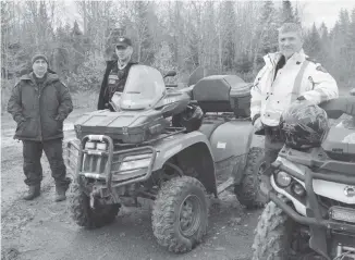  ?? ADAM MACINNIS/THE NEWS ?? A media day was recently held in Pictou County to highlight the importance of ATV safety. From left are RCMP Const. Skipper Bent, conservati­on officer Stephen Fraser and RCMP Cpl. Greg Deagle.