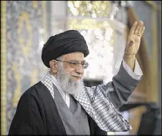  ?? ASSOCIATED PRESS ?? Supreme Leader Ayatollah Ali Khamenei waves during a trip to Mashhad, Iran, in March. In a televised speech Wednesday, Khamenei called for high turnout in Friday’s presidenti­al election.