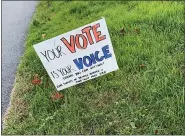  ?? SUBMITTED PHOTOS ?? Scouts placed signs around St. Mark’s Lutheran Church in Birdsboro which was a polling site.