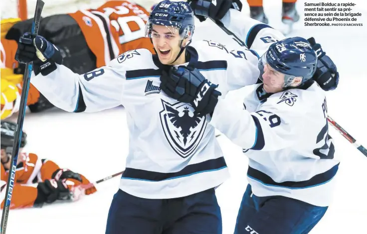  ?? PHOTO D’ARCHIVES ?? Samuel Bolduc a rapidement fait sentir sa présence au sein de la brigade défensive du Phoenix de Sherbrooke.