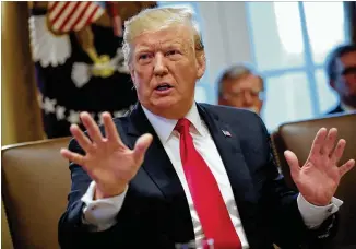  ?? CHIP SOMODEVILL­A / GETTY IMAGES ?? President Donald Trump, leading a Cabinet meeting at the White House, said ahead of his session with congressio­nal leaders that the partial shutdown will last “as long as it takes” to get the funding he wants for a border wall. “Could be a long time or could be quickly,” Trump said.